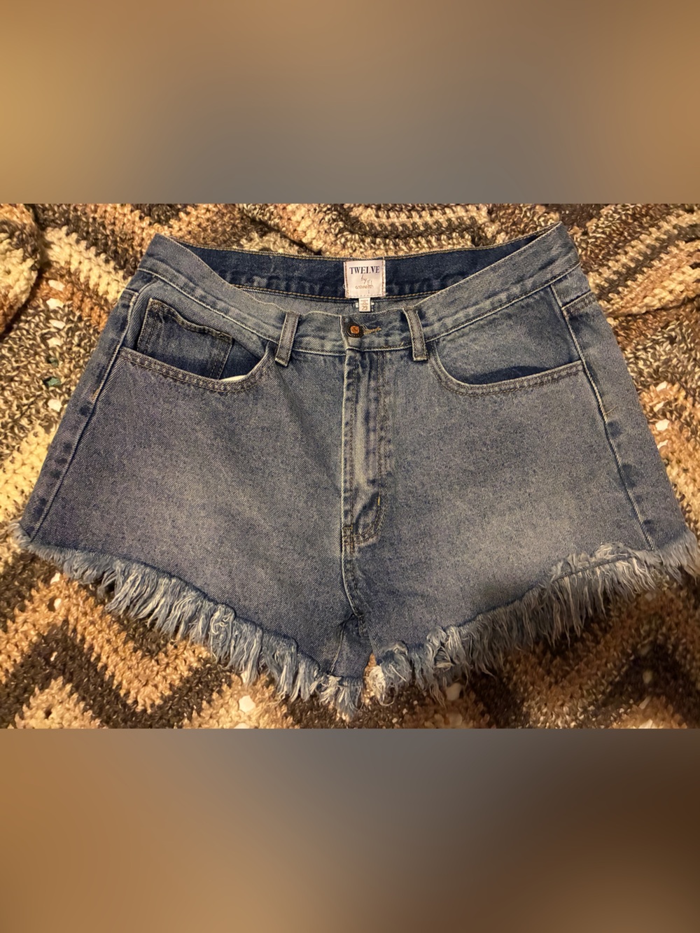 Twelve by Twelve Distressed Blue Denim Cutoff Shorts
